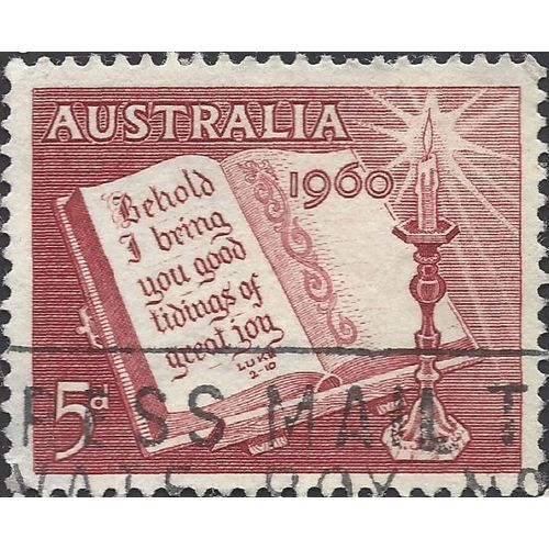 AUSTRALIA, CHRISTMAS, Luke 2:10 Good Tidings, red 1960, 5d, #8