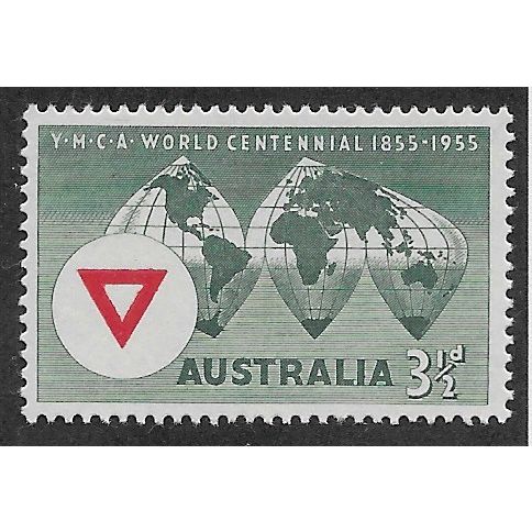 AUS 1955 U/M 3.5d 'YMCA WORLD CENTENNIAL' (EBID65-048)