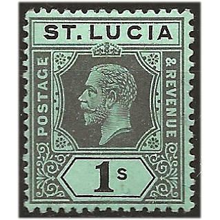 St Lucia 1912 SG85 1/- Black/Green Mounted Mint . ..