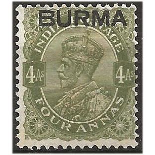 Burma 1937 SG9 4a Sage-Green Mounted Mint . .. .
