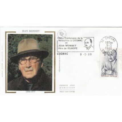 France 1988 Jean Monnet Silk FDC Paris special cancel Unaddressed VGC