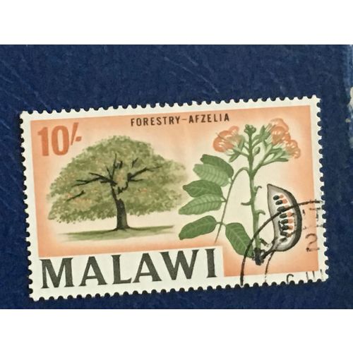 Malawi QEII 1964 10/- Green Orange Brown & Black Used SG 226 Sc16 forestry stamp