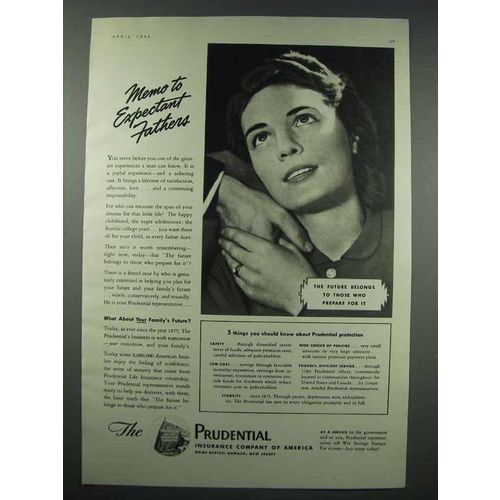 1943 Prudential Insurance Ad - Memo Expectant Fathers