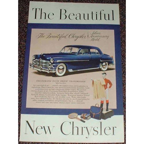 1949 Chrysler Silver Anniversary Model Car Ad, NICE!!