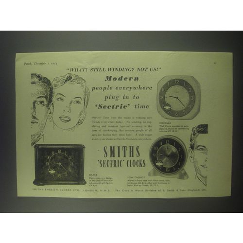 1954 Smiths Sectric Clocks Advertisement - Douglas, Drake and New Callboy