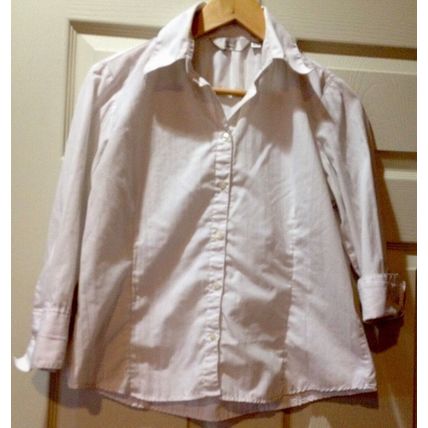 NEXT PETITE Women White Top/Size 6/Button-Down 3/4 Sleeves w/Cuffs/Point Collar