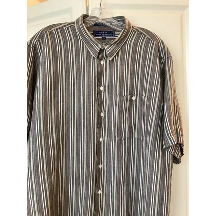 JOHN ASHFORD Mens Short Sleeve Polo Shirt Button Front Brown Sz:XL Pocket Collar