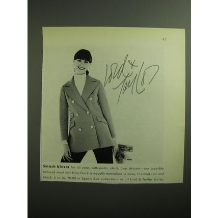 1970 Lord & Taylor Gare Blazer Ad - Smash blazer for all year