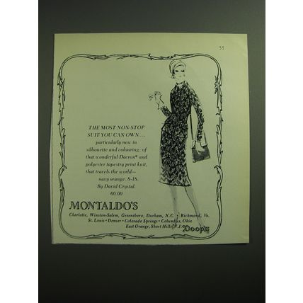 1970 Montaldo's David Crystal Women's Suit Ad - The most non-stop suit