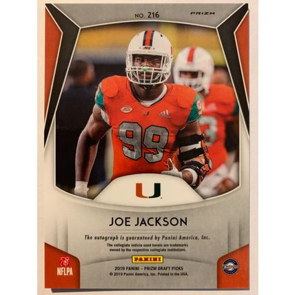 2019 Panini Prizm Draft Picks Autograph Prizms #216 Joe Jackson