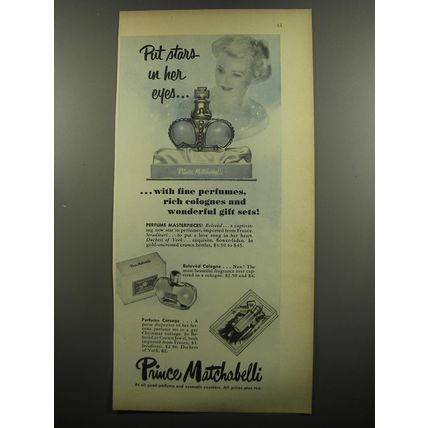 1951 Prince Matchabelli Perfume and Cologne Ad - Put stars in her eyes