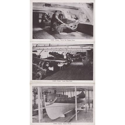 HMS Victory Nelsons Barge Guns Lower Mess Deck 3x Old Postcard s