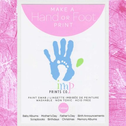 New Baby Boy Blue Girl Pink Handprint Footprint Paint Wipe Kit Set + A4 Canvas