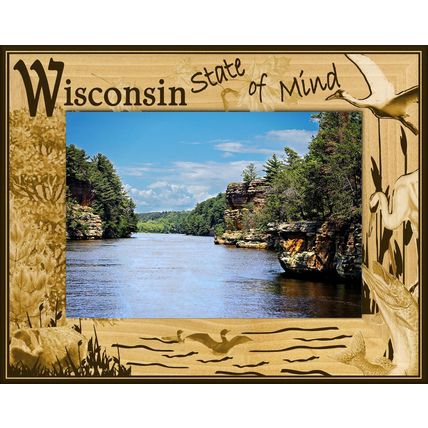 Wisconsin State of Mind Laser Engraved Wood Picture Frame Landscape (8 x 10)