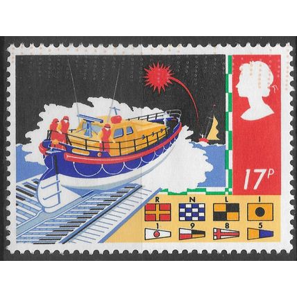GB stamp - 1985 safety at sea - sea rescue - theme boat / maritime