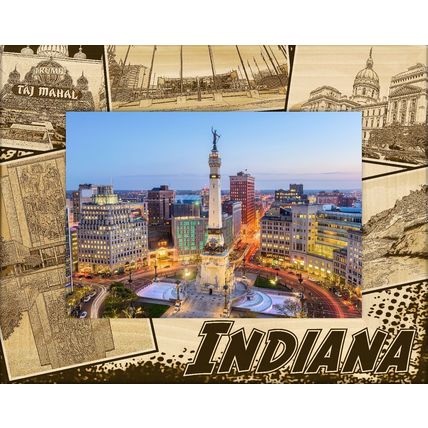 Indiana Collage Laser Engraved Wood Picture Frame Landscape (3 x 5)