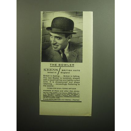 1958 Keens Bowler Hat Advertisement