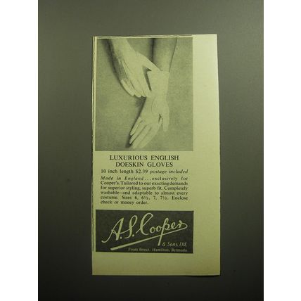 1958 A.S. Cooper Gloves Advertisement - Luxurious English doeskin gloves