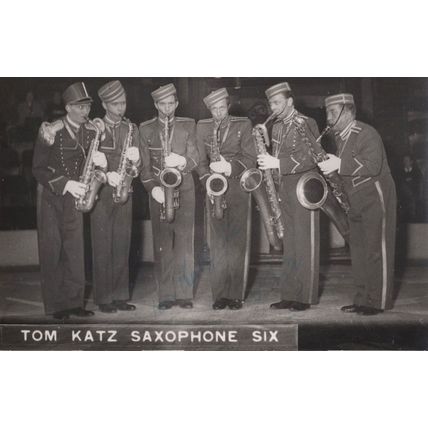 Tom Katz Saxophone Six Australian Bellboy Jazz Band Old PB Postcard