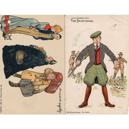 Arrived Safely Sportsman Hunting Man 2x Wrench Series Old Comic Postcard
