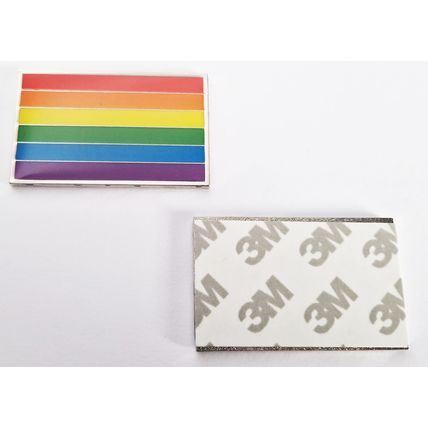 2x LGBTQ+ LGBT Gay Pride Rainbow Flag Chrome Metal Badges Emblem