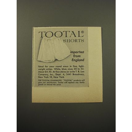 1960 Tootal Shorts Ad - Tootal Shorts imported from England