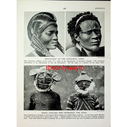 Dongoena Tribe & Spirit Dancers (Angolan Women + On Reverse), Book Illustration