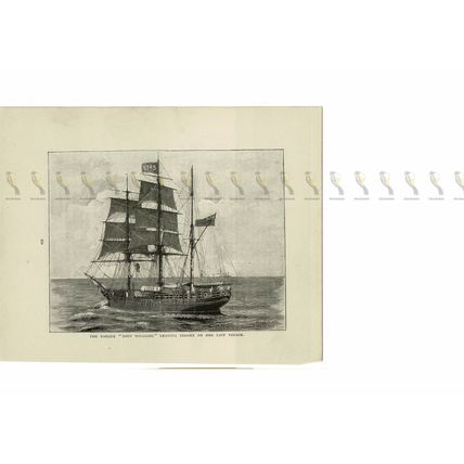 Barque 'John Williams' Leaving Sydney, On Last Voyage, Book Illustration, 1894