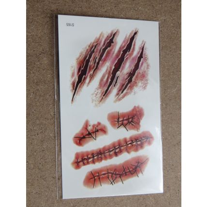 Halloween Zombie Scars Tattoos Fake Scar and Stiches Wound