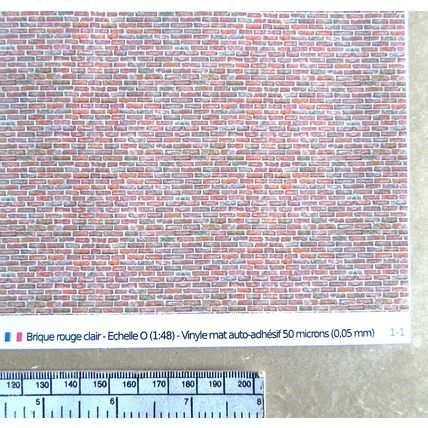 Papier autocollant rouge brique clair pour O gauge - échelle 1:48 - feuille A4