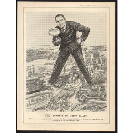 COLOSSUS OF CROSS ROADS 1934 Leonard Raven-Hill PUNCH CARTOON PAGE