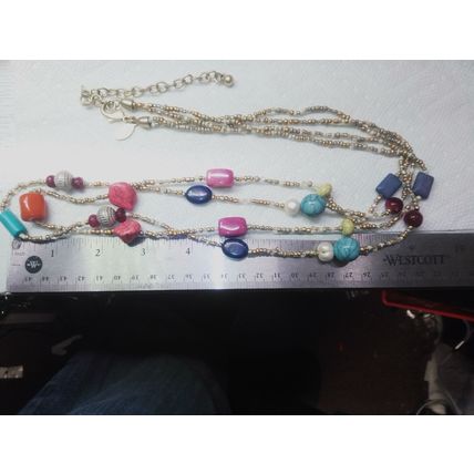 CHICO’S BEADED Necklace MULTICOLOR 36” Long