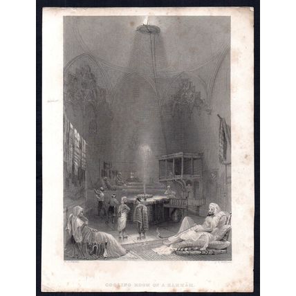 COOLING ROOM OF A HAMMAM 1840 James Tibbitts Willmore ANTIQUE ENGRAVING