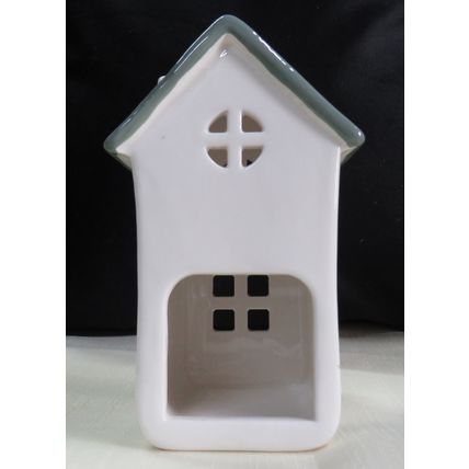 Meadow House Tealight Holder with a Teal Coloured Roof and T-Lite