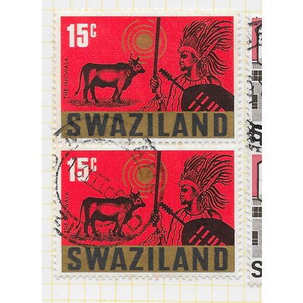 SWAZILAND 1968 INCWALA COSTUMES TRADITIONAL VERT PAIR USED SG134 134 SG