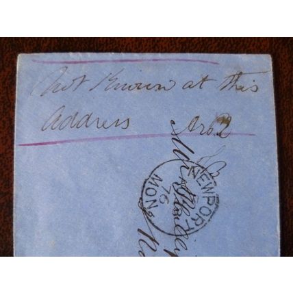 1876 GB QV 1d Red stamp plate no 170 KS cover Newport not known address Phillips