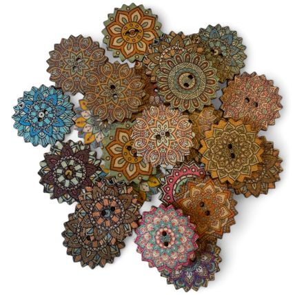 25mm Wooden Buttons Retro Vintage Sewing Craft 2 Hole Card Making Knitting Diy