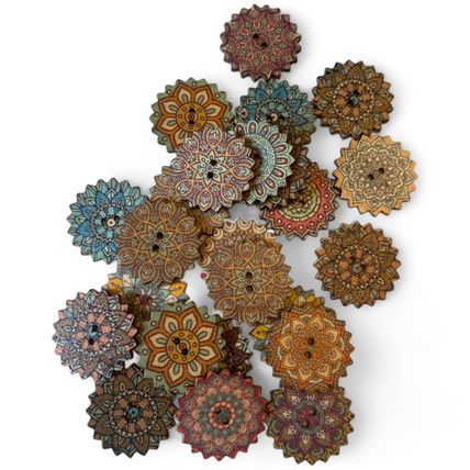 25mm Wooden Buttons Retro Vintage Sewing Craft 2 Hole Card Making Knitting Diy