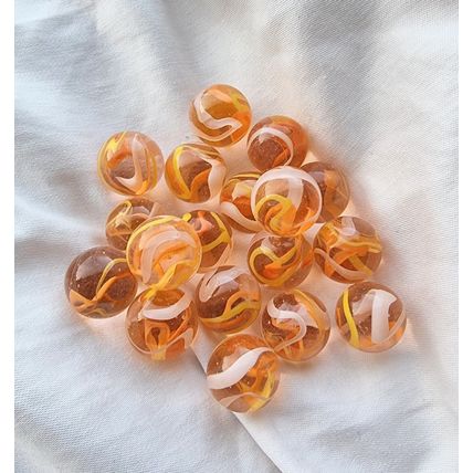 NEW DESIGN 2025 - FIREFLY 12 Beautiful Glass Marbles, Orange Yellow Swirl, 22mm