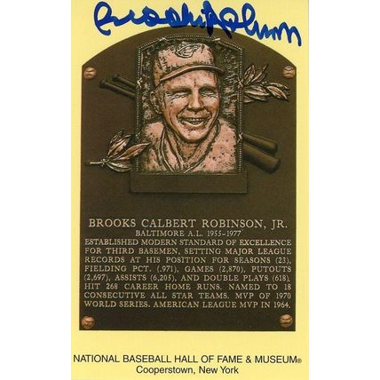 Brooks Robinson Signed Autographed Hall of Fame Plaque Postcard Baltimore Oriole