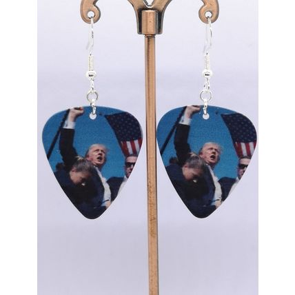 President Trump Plectrum Silver Plated Earrings