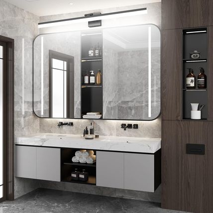 Ralbay 40" Modern LED Matte Black Bathroom Vanity Light 24W Adjustable Black Van