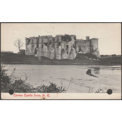 Carew Castle from North East, Pembrokeshire, 1912 - Harvey Barton Postcard