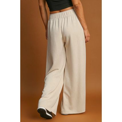 Apricot Loop Drawstring Casual Wide Leg Pants