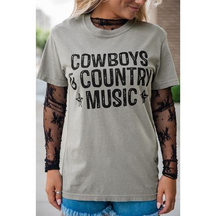 High Cowboys & Country Music Graphic Crew Neck T Shirt