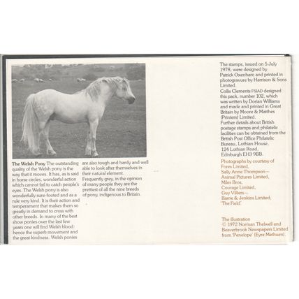 GB stamps 1978 Presentation Pack - SG 1063-1066 - British Horses