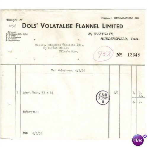 1954 DOLS VOLATALISE FLANNEL LTD,HUDDERSFIELD 12348