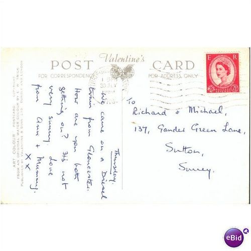 Vintage Valentine's PC 1959 - Bancroft Gardens, Stratford on Avon, Warwickshire