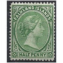 Falkland Islands 1891 SG15 1/2d Blue-Green Mounted Mint ..