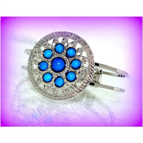 Retro Blue Art Nouveau Style Enamel Bracelet Bangle Jewellery 955